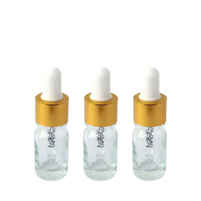 Frasco de óleo essencial de vidro transparente de 5ml com conta-gotas de alumínio