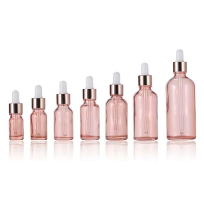 Frasco conta-gotas de vidro rosa para óleo essencial de 10ml-100ml