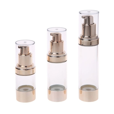 Top-Notch Qualidade Ouro Alumínio 20ml plástico garrafa de bomba sem ar Uso Cuidados da pele