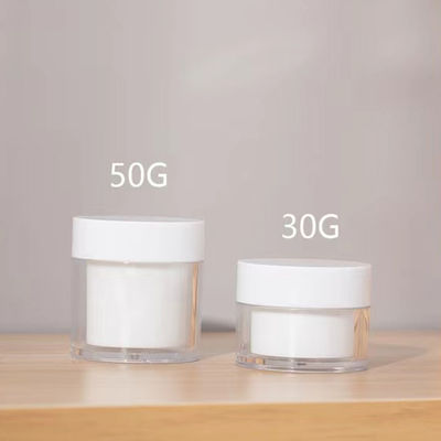 Pote de creme redondo de camada dupla de plástico AS de alta qualidade 15g 30g 50g