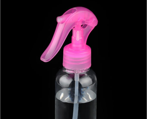 Bomba de pulverização de gatilho de plástico rosa com bocal de névoa fina para garrafas cosméticas