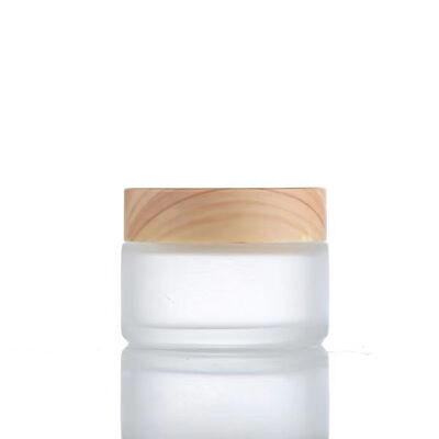 5g 10g 15g 30g 50g frascos vazios de creme de vidro congelado cosméticos recarregáveis madeira natural resistente a vazamentos recipientes de armazenamento de viagem para creme de olhos máscara facial cuidados com a pele