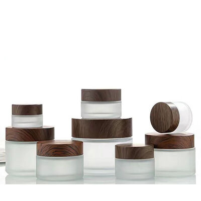 5g 10g 15g 30g 50g frascos vazios de creme de vidro congelado recipientes de madeira natural cosméticos para creme de olhos máscara facial