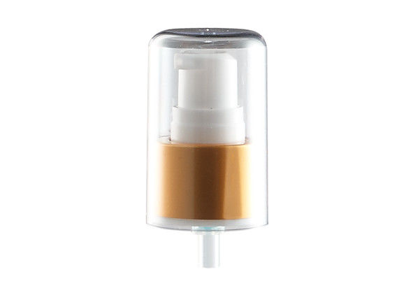 Full Cap Cosmetic Pump Dispenser With AS Material Golden Aluminum Closure