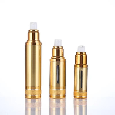 Alumínio 50ml Prata-Ouro garrafa sem ar com diferentes bombas para cosméticos