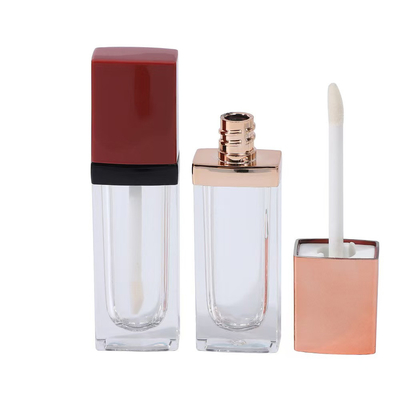 3.5ml tubo plástico quadrado de esmalte labial com escova, a cor pode ser personalizada