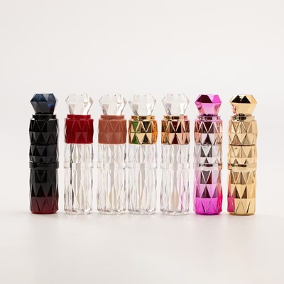 Desenho exclusivo, modelo de diamante, tubo plástico de esmaltamento de lábios com muitas cores