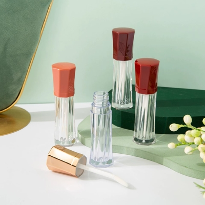 Várias Cores Octogonal Portátil Plastic Lip Glaze Tube Forma Redonda em Material de Alumínio / Plástico
