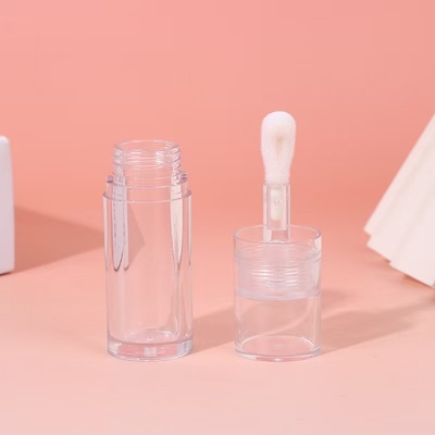 Plástico Transparente Larga cabeça escova lábio vidro tubo pequeno para realçar líquido