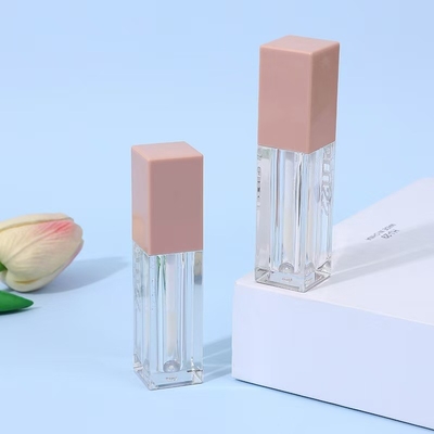 Tubo de esmalte de lábio de plástico de 7 ml de cor rosa quadrada para esmalte de lábio de sombra de olho líquido de alto brilho