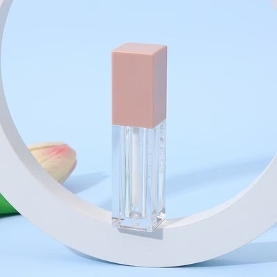 Tubo de esmalte de lábio de plástico de 7 ml de cor rosa quadrada para esmalte de lábio de sombra de olho líquido de alto brilho