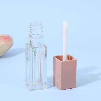 Tubo de esmalte de lábio de plástico de 7 ml de cor rosa quadrada para esmalte de lábio de sombra de olho líquido de alto brilho