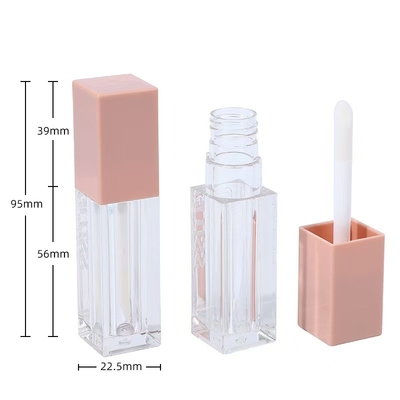 Tubo de esmalte de lábio de plástico de 7 ml de cor rosa quadrada para esmalte de lábio de sombra de olho líquido de alto brilho