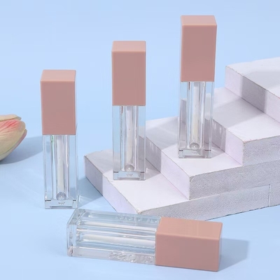 Tubo de esmalte de lábio de plástico de 7 ml de cor rosa quadrada para esmalte de lábio de sombra de olho líquido de alto brilho