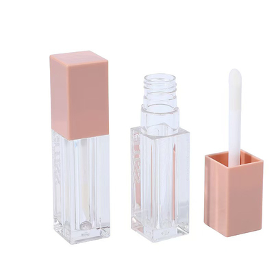 Tubo de esmalte de lábio de plástico de 7 ml de cor rosa quadrada para esmalte de lábio de sombra de olho líquido de alto brilho