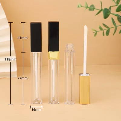 Tubo de esmaltamento de lábio quadrado fino cor personalizada para contornos de cosméticos impecaveis