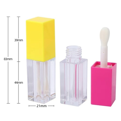 Tubo de esmalte labial de plástico quadrado com escova Tipo cosmético Lipgloss Cor Pessoal 4,9ml