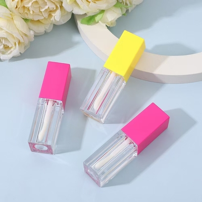 Tubo de esmalte labial de plástico quadrado com escova Tipo cosmético Lipgloss Cor Pessoal 4,9ml