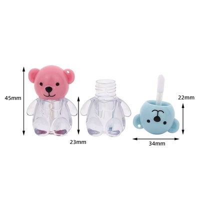 2 ml Cute Bear Head Cap Tubo de plástico de esmaltes labial em várias cores com fechamento de tampa de parafuso e impressão personalizada
