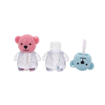2 ml Cute Bear Head Cap Tubo de plástico de esmaltes labial em várias cores com fechamento de tampa de parafuso e impressão personalizada