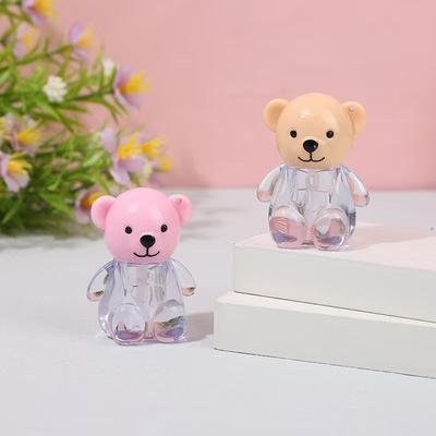 2 ml Cute Bear Head Cap Tubo de plástico de esmaltes labial em várias cores com fechamento de tampa de parafuso e impressão personalizada