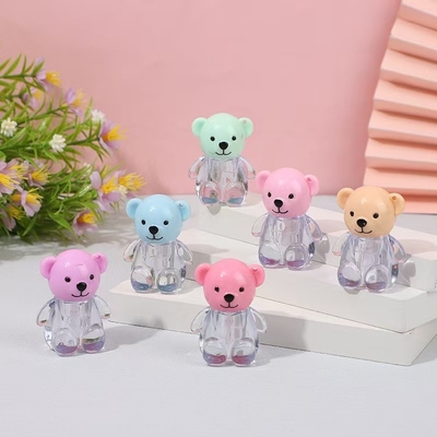 2 ml Cute Bear Head Cap Tubo de plástico de esmaltes labial em várias cores com fechamento de tampa de parafuso e impressão personalizada