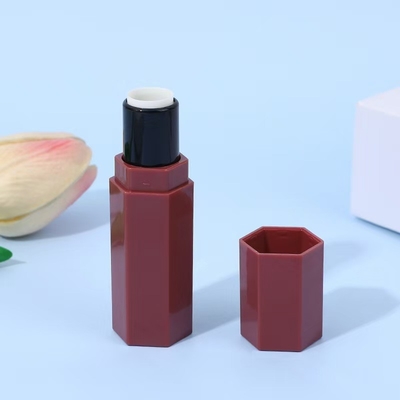 Tubo de batom de plástico hexagonal para batom com blush stick e efeito brilhante
