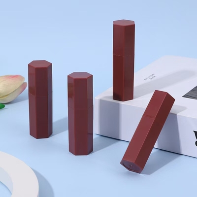 Tubo de batom de plástico hexagonal para batom com blush stick e efeito brilhante
