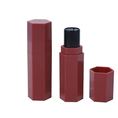 Tubo de batom de plástico hexagonal para batom com blush stick e efeito brilhante