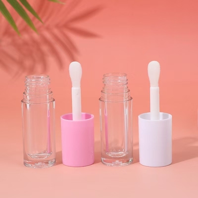 Tubo de esmalte de lábio de plástico branco, preto e rosa com escova, logotipo personalizável
