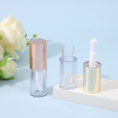 Tubo de esmalte de lábio de plástico redondo com escova Várias cores podem ser personalizadas Logotipo pode ser personalizado
