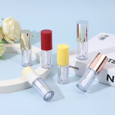 Tubo de esmalte de lábio de plástico redondo com escova Várias cores podem ser personalizadas Logotipo pode ser personalizado