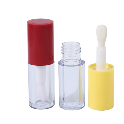 Tubo de esmalte de lábio de plástico redondo com escova Várias cores podem ser personalizadas Logotipo pode ser personalizado