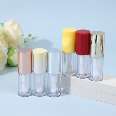 Tubo de esmalte de lábio de plástico redondo com escova Várias cores podem ser personalizadas Logotipo pode ser personalizado