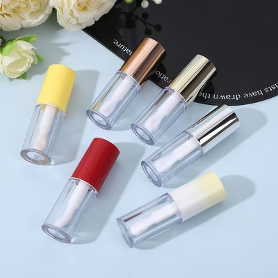 Tubo de esmalte de lábio de plástico redondo com escova Várias cores podem ser personalizadas Logotipo pode ser personalizado