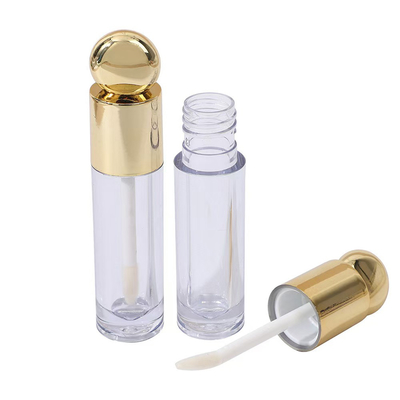 Cabeça de Design Redondo Tubo de Esmalte de Lábios de Plástico com Pincel 4,5 ml Ouro