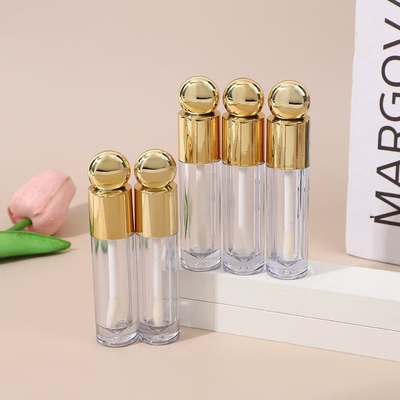 Cabeça de Design Redondo Tubo de Esmalte de Lábios de Plástico com Pincel 4,5 ml Ouro