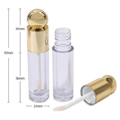 Cabeça de Design Redondo Tubo de Esmalte de Lábios de Plástico com Pincel 4,5 ml Ouro