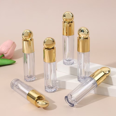 Cabeça de Design Redondo Tubo de Esmalte de Lábios de Plástico com Pincel 4,5 ml Ouro