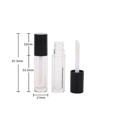 Tubo de esmalte de lábio de plástico quadrado simples com pincel e logotipo impressível