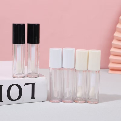 Tubo de esmalte de lábio de plástico quadrado simples com pincel e logotipo impressível