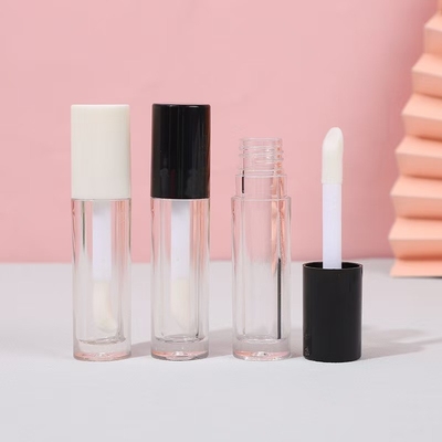 Tubo de esmalte de lábio de plástico quadrado simples com pincel e logotipo impressível