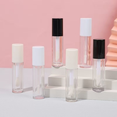 Tubo de esmalte de lábio de plástico quadrado simples com pincel e logotipo impressível
