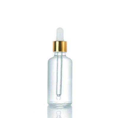 Garrafa de vidro de ombro redondo com gotas de alumínio personalizada 10ML 30ML 50ML
