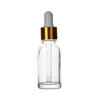 Garrafa de vidro de ombro redondo com gotas de alumínio personalizada 10ML 30ML 50ML