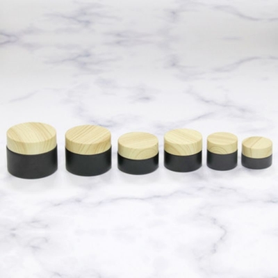 Frasco portátil de creme de 10g com tampa de madeira para cuidados pessoais