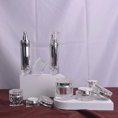 Garrafa de frasco acrílico sem ar 30G 50G 30ML 50ML 100ML para loção cosmética com bomba de loção de alumínio ou pulverizador de névoa
