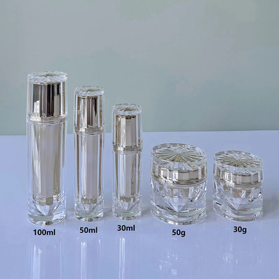 Garrafa de frasco acrílico sem ar 30G 50G 30ML 50ML 100ML para loção cosmética com bomba de loção de alumínio ou pulverizador de névoa