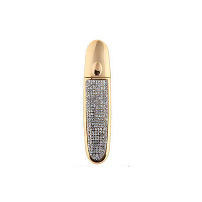 Solução de embalagem cosmética oval 10g tubo de batom com tampa de parafuso e detalhe de strass