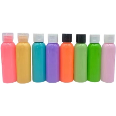 Garrafa de plástico PET de 50 ml com tampa de parafuso de várias cores para líquido